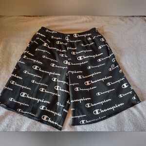 Champion Black and White Logo Men's Athletic Shorts/Size Medium